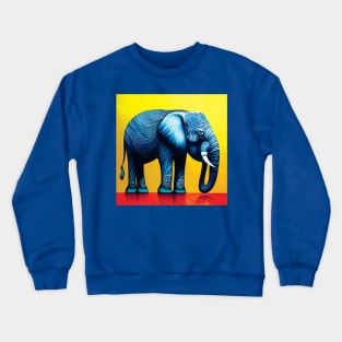 Stylised Elephant Art in Bold Blue, Yellow and Red Crewneck Sweatshirt